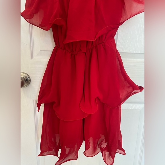 PLT Red Chiffon Ruffle Dress - Picture 6 of 8
